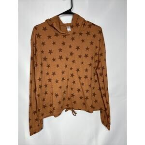Alternative Hoodie Womens Small Drawstring Waist Crop Lounge Shirt Stars